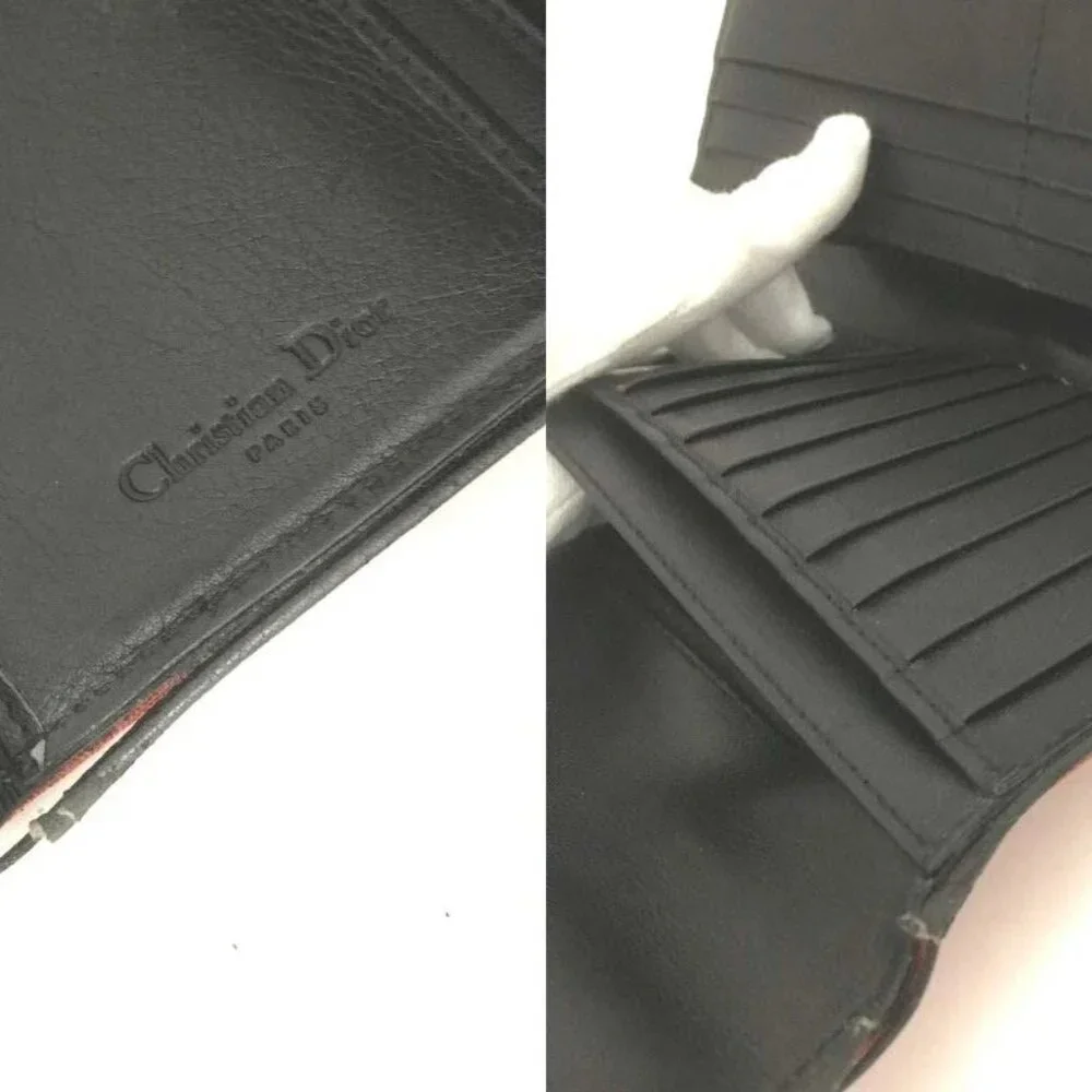 EGA Christian Dior Logo Canvas Long Trifold Wallet Red/9BL1617